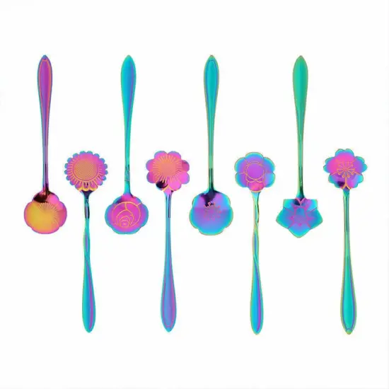 Kitcheniva Magic Floral Stainless Steel Tableware Coffee Spoon Set 8 Pcs Rainbow {1}