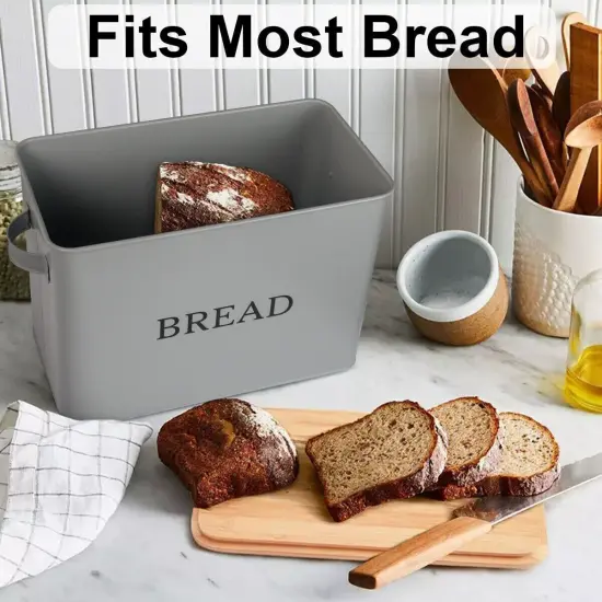Large Stainless Steel Bread Box for Kitchen Countertop Gray {4}