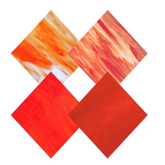 Wissmach 4 Sheet Mixed Color Variety Stained Glass Pack, Orange/RED-Pumpkin, {2}