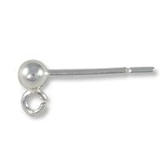 JewelrySupply Sterling Silver 3mm Ball Post Earrings with Open Ring (1 Pair of Sterling Silver Earrings) {4}