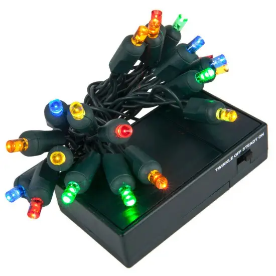 20 Multicolor 5mm LED Battery Operated Lights with Green Wire Multi-Color {1}