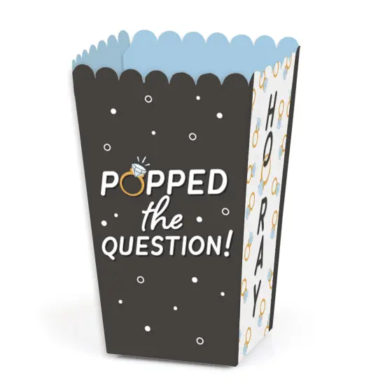 Big Dot of Happiness Just Engaged - Black and White - Engagement Party Favor Popcorn Treat Boxes - Set of 12 {1}