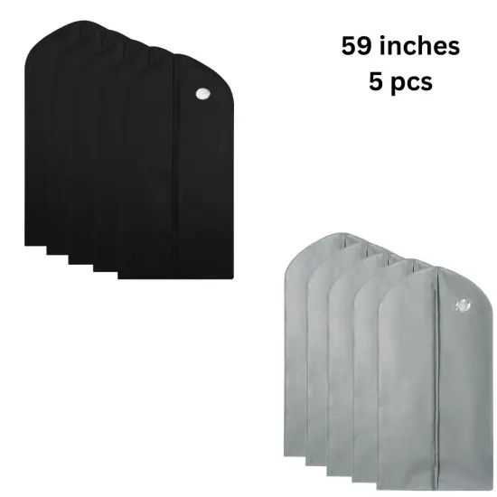 59inch Breathable Dress Coat Garment Bag 5pcs Black {5}