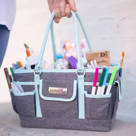 Deluxe Store & Tote Craft Organizer, Grey & Heather Teal {3}