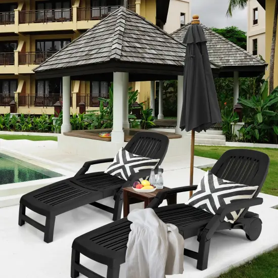 Costway Set of 2 Patio Adjustable Chaise Lounge Chair Folding Sun Lounger Recliner Grey/Black/Coffee/Turquoise {1}