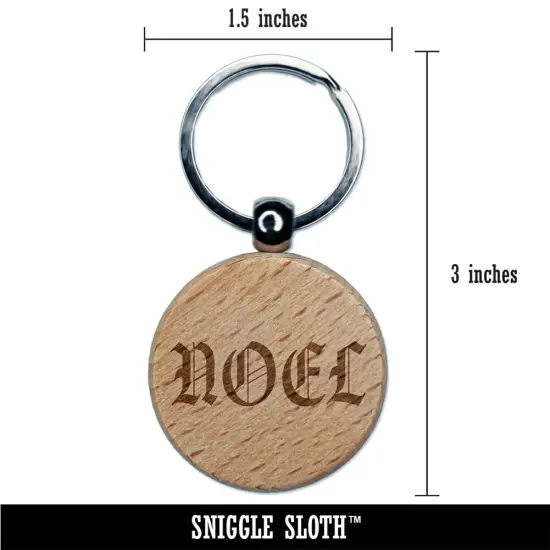 Noel Christmas Xmas Old Timey Text Engraved Wood Round Keychain Tag Charm {2}