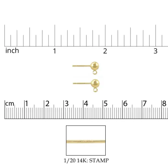 JewelrySupply Gold Filled 5mm Ball Post Earrings (1 Pair of Gold Filled [1/20 14K] Earrings) {2}