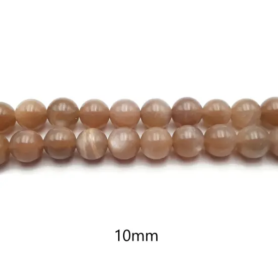 High Grade Peach Moonstone Smooth Round Beads. {4}