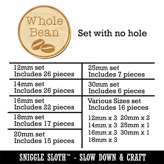 Whole Bean Coffee Label Mini Wood Shape Charms Jewelry DIY Craft {1}
