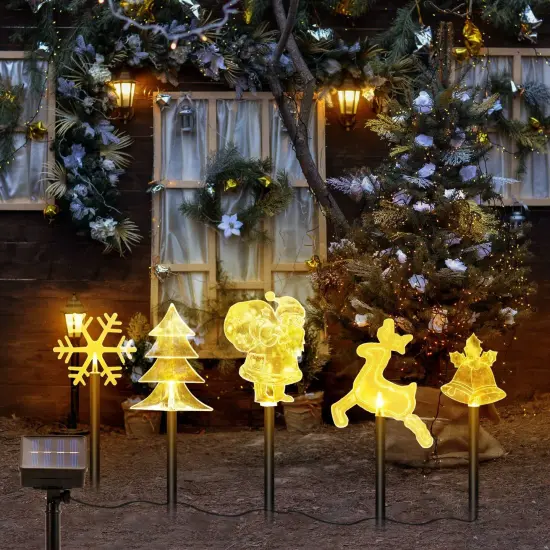 5Pcs Mixed Christmas Decoration Waterproof Solar Stake Light {2}