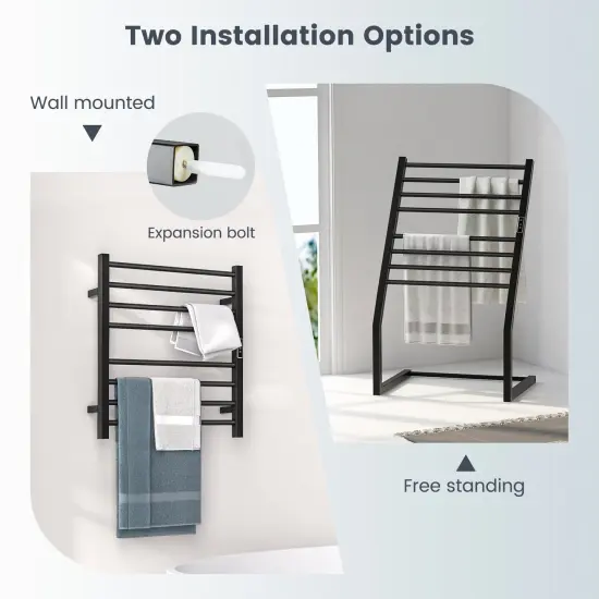 Costway 2-in-1 Towel Warmer Rack Freestanding Wall Mounted with LED Display Built-in Timer {6}
