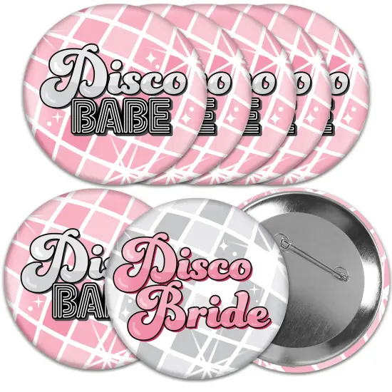 Big Dot of Happiness Disco Ball - 3 inch Groovy Hippie Bachelorette Party Badge - Pinback Buttons - Set of 8 {1}