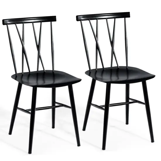 Set of 2 Armless Cross Back Kitchen Dining Side Chairs {1}