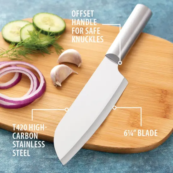 Rada Cook's Knife, Hand-Sharpened 6.25 inch Curved Blade Knives, Stainless Steel Cutlery with Solid Aluminum Handle {4}