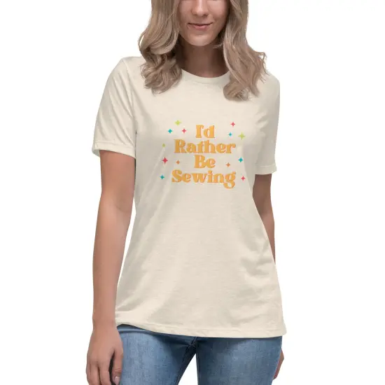 Retro Rather Be Sewing Women's Relaxed T-Shirt {5}