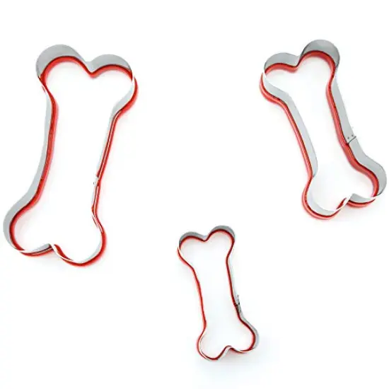 3 Pieces Dog Bone Cookie Cutters Set, Dog Treats Cookie Cutter, Dog Bone Shapes Cutters, Homemade Dog Biscuit Treats Cutters, Coated with Soft PVC for Protection, 2.4" 3.2'' 3.9'' {4}