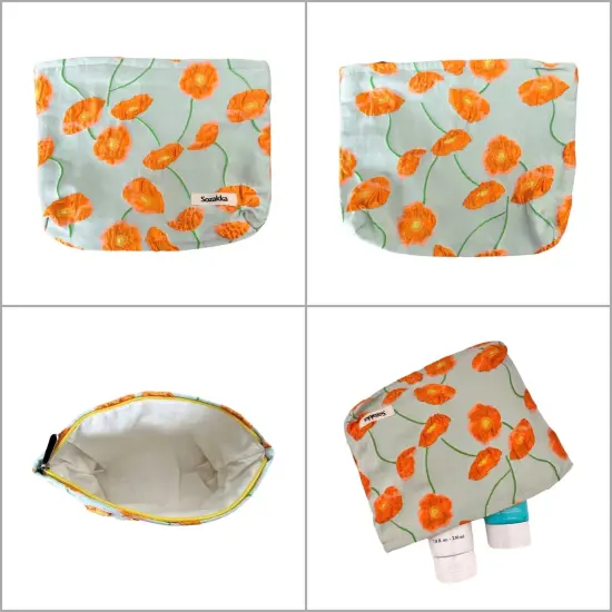 Wrapables Cosmetic Pouch, Makeup and Toiletry Travel Bag, Textured Poppies {3}