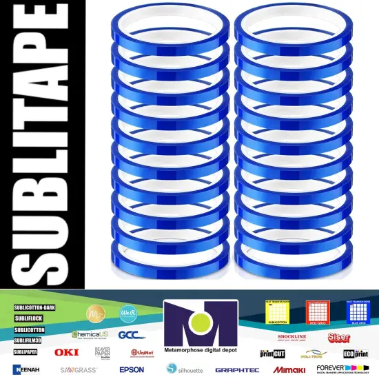 20 rolls Heat resistant Tapes sublimation Press Transfer Thermal BLUE 10mmx30m SUBLITAPE {1}