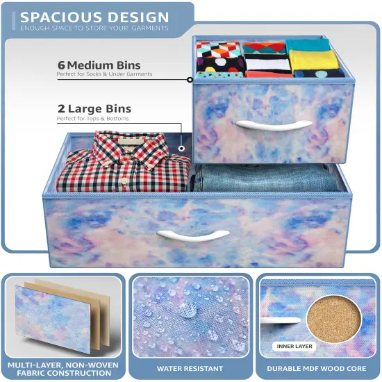 Sorbus Dresser with 8 Drawers - Chest Organizer Unit with Steel Frame Wood Top & Handle Easy Pull Fabric Bins for Clothes - Wide Storage Furniture for Bedroom, Hallway, Living Room, Nursery & Closet {5}