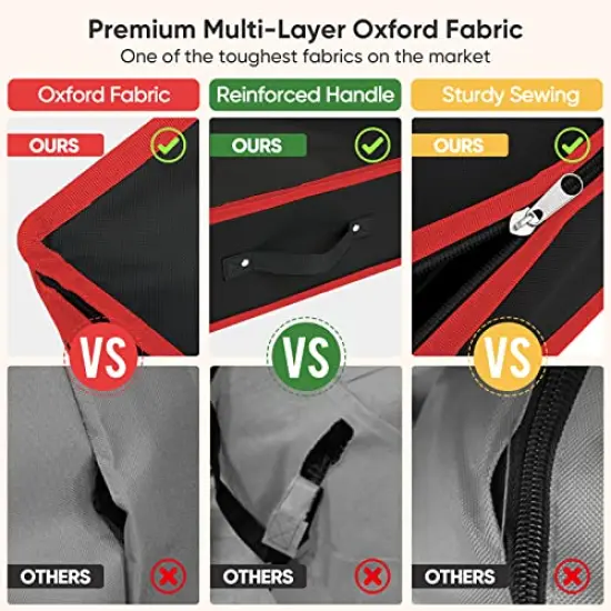BALEINE Christmas Wrapping Paper Storage Organizer with Flexible Partitions and Pockets, 40" Durable 600D Oxford Fabric Gift Wrap Storage Bag Fits Ribbon, Ornaments, Holiday Accessories (Black/Red) {4}