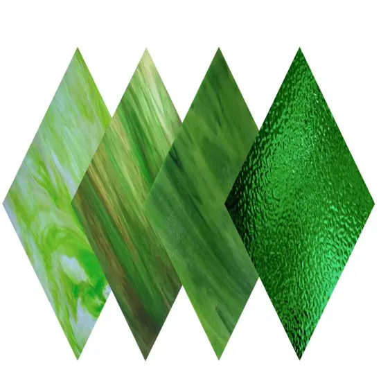 Wissmach 4 Sheet Green Variety Stained Glass and Mosaic Glass {2}