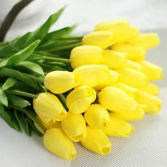 Kitcheniva Artificial Tulips Real Touch Home Decor 10 Pcs Yellow {2}