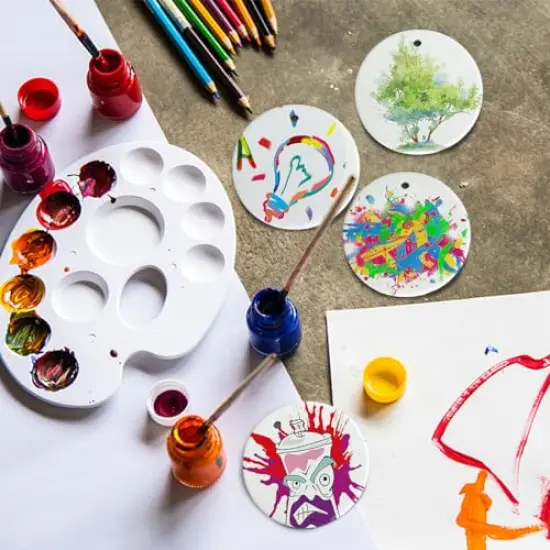 12 Pack Sublimation Ceramic Ornaments Sublimation Ornament Blanks Bulk Ceramic Discs Ornament for Heat Press Printing White Round Porcelain Ornament Personalized Xmas Tree Ornament (White) {4}