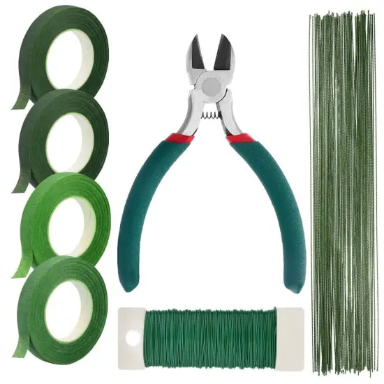 Floral Tape and Floral Wire Arrangement Tools Kit with Wire Cutter 26 Gauge Stem Wire and 22 Gauge Paddle Wire for Bouquet Stem Wrap Florist {1}