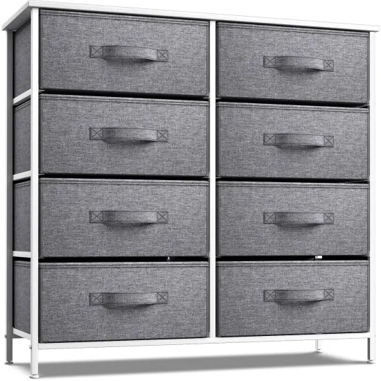 Sorbus Extra Wide Dresser Organizer With 8 Drawers - Large Storage Furniture for Bedroom, Hallway, Living Room, Nursery & Closet White {1}