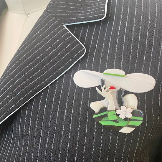 Wrapables Acrylic Fashion Brooch Pin for Sweaters, Coats, Scarves, and Bags, Fashionable White Hat {4}