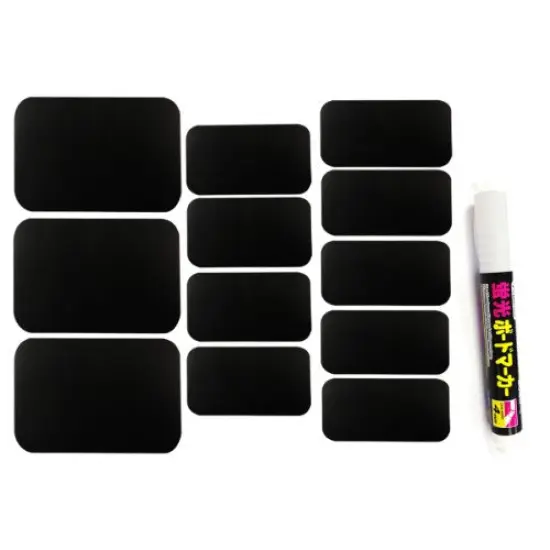 Wrapables Set of 32 Chalkboard Labels in Various Sizes With Chalk Marker, Rectangle {1}