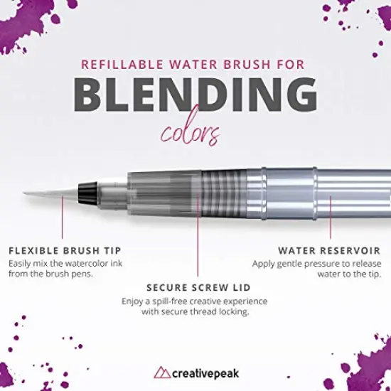 Watercolor Brush Pens - 24 Vibrant Coloring Pens & 2 Blending Brushes - Premium Quality Art Supplies Featuring Soft, Real Tip - Perfect for Calligraphy, Lettering, Adult Coloring {5}