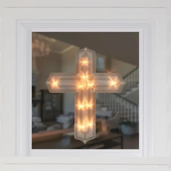 Northlight Lighted Cross Easter Window Decoration - 14" White {4}