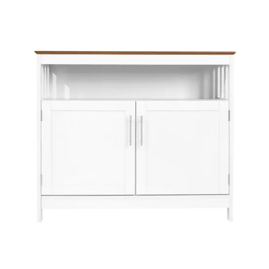 Merrick Lane Tanner Buffet and Sideboard with Storage Cabinet and Upper Shelf WalnutTop/BlackFrame {9}