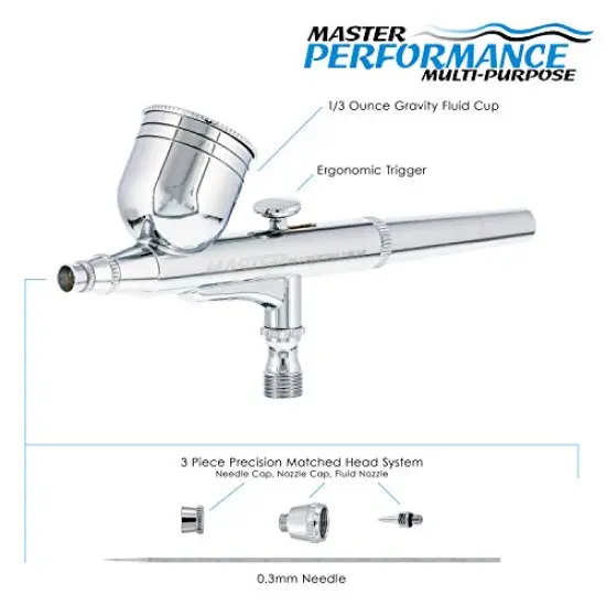 Airbrush Multi-Purpose Dual-Action Gravity Feed Airbrush Set with a 0.3mm Tip and 1/3 oz. Fluid Cup - User Friendly, Versatile Kit - Spray Auto Graphics, Art, Crafts, Tattoos, Cake {5}