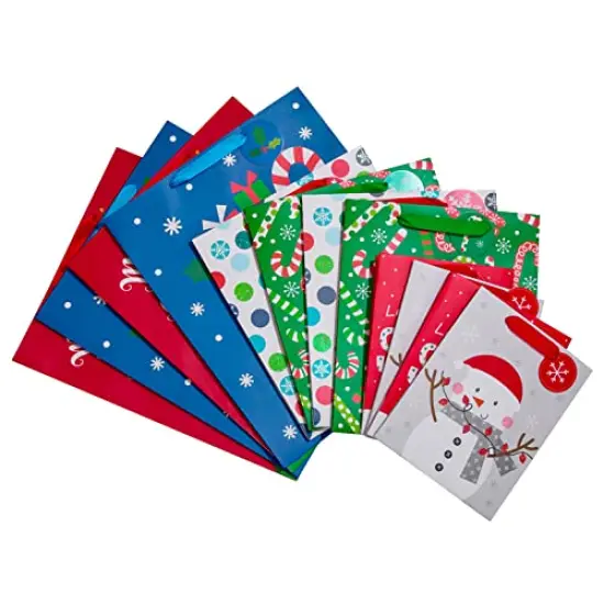 12 Pieces Christmas Gift Bags Assorted Sizes With Handle (4 Extra Large 16", 4 Large 12", 4 Medium 9") {3}