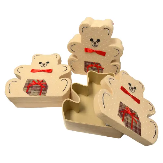 Value Pack of 6 Teddy Bear Gift Box with Soft Felt Touch {1}