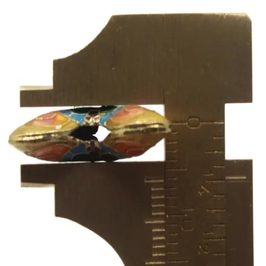 2 23mm Yellow and Pink Butterflies Cloisonne Metal Butterfly Beads {5}