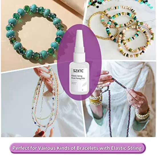 2 Pieces Clay Beads Bracelets Professional Elastic String Kont Fixing Drip, Keep Stretch String Braclet Stay Tied for Flat Round Polymer Heishi Beads Spacer Charm Jewelry Making Kit {5}