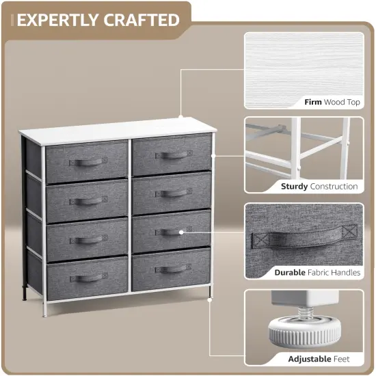 Sorbus Extra Wide Dresser Organizer With 8 Drawers - Large Storage Furniture for Bedroom, Hallway, Living Room, Nursery & Closet White {4}