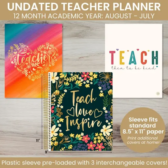 bloom daily planners Undated Teacher Planner & Calendar, Interchangeable Cover, Bold & Bright {4}