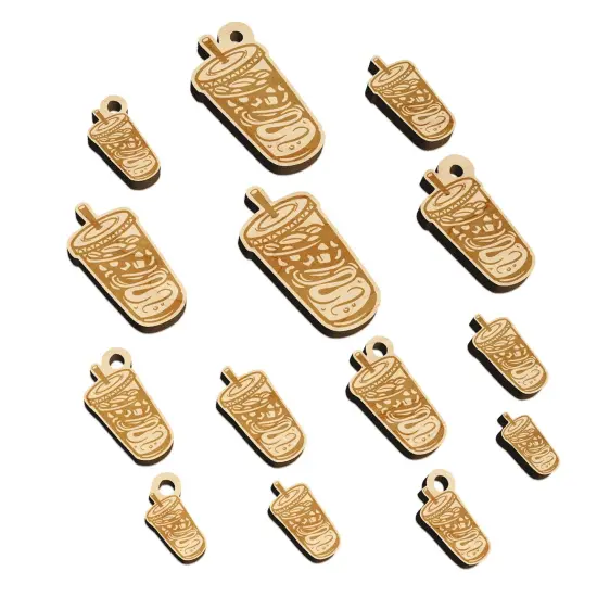 Iced Coffee To Go Mini Wood Shape Charms Jewelry DIY Craft {7}