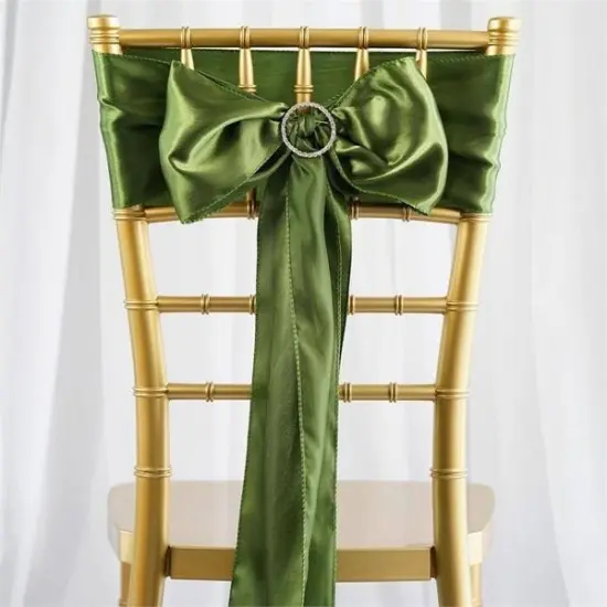 10Pcs Satin Chair Sashes for Wedding Reception Decor Willow green {1}