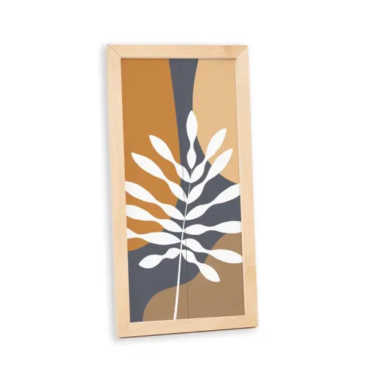 Botanical Wall Art Neutral Wood Sign Framed Mid Century Decor {1}