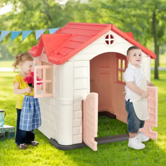 Indoor and Outdoor Games Cottage with Working Doors and Windows Pink {2}