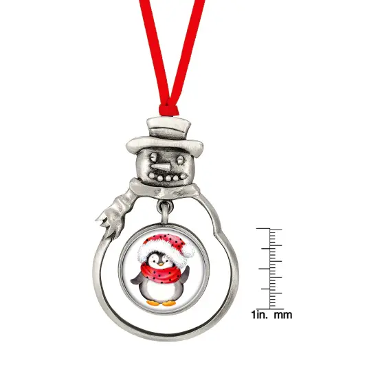 Snow Man Ornament With Colorized Quarter Penguin Coin {4}