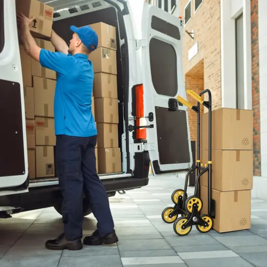 Costway Stair Climber Hand Truck with Telescoping Handle and Rubber Wheels 350 Lb Capacity {2}