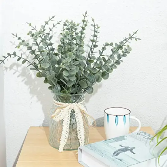 CEWOR 80pcs Artificial Eucalyptus Stems Fake Eucalyptus Leaves Stems Real Touch Leaf Branches for Flower Bouquet Wedding Halloween Centerpiece Autumn Home Office Decor {6}
