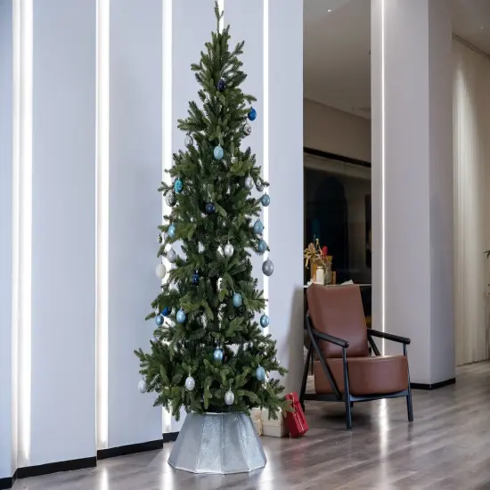 Northlight 27" Shiny Silver Fabric Hexagonal Christmas Tree Collar {7}