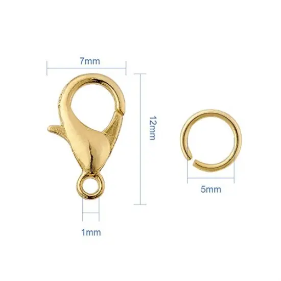 6 Colors Jewelry Finding Kits with 5mm Open Jump Rings & 12x6mm Lobster Claw Clasp for DIY Bracelet Necklace Jewelry Making {3}
